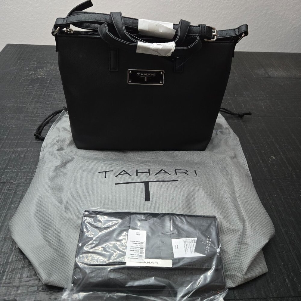 NEW- WITH TAGS, Tahari Black Satchel Tate Purse TN1770/PO8, With Matching Clutch